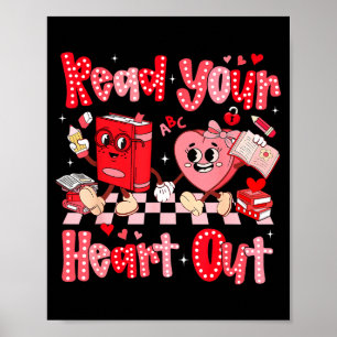 Valentine Retro Read Your Heart Out Teacher Girl W Poster