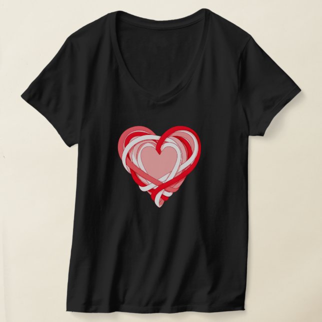 valentine ribbon heart t shirt design  (Laydown)