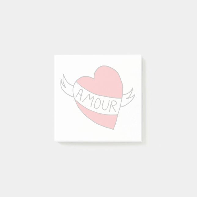 Valentine Romantic Amour Retro Love Heart Post-it Notes (Front)