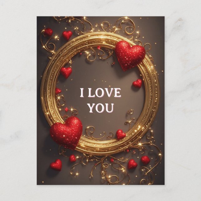 Valentine Romantic Decoration Holiday Postcard (Front)