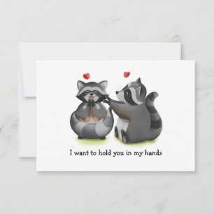 Valentine Romantic Racoon Couple Greeting Card