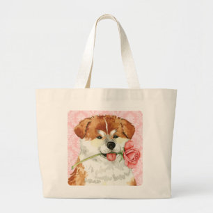Valentine Rose Akita Large Tote Bag