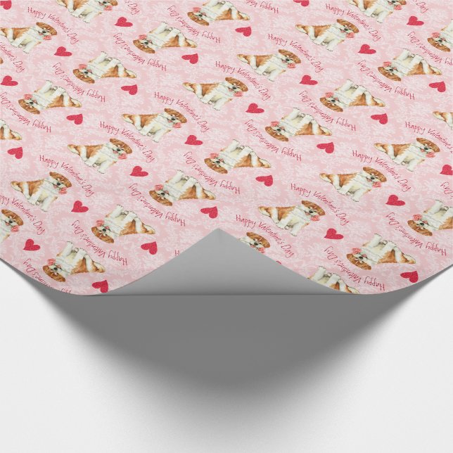 Valentine Rose Akita Wrapping Paper (Corner)