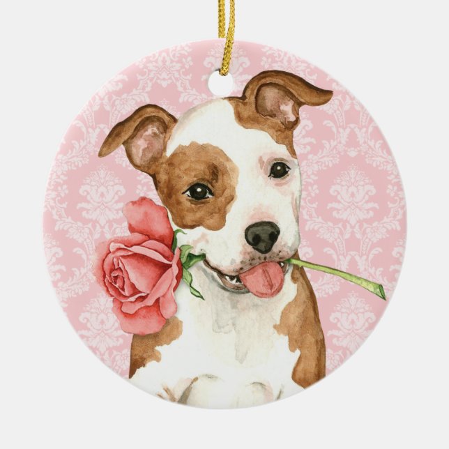 Valentine Rose Am Staff Ceramic Tree Decoration (Front)