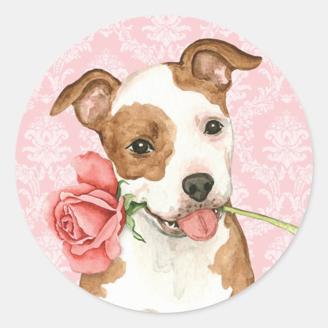 Valentine Rose Am Staff Classic Round Sticker (Front)