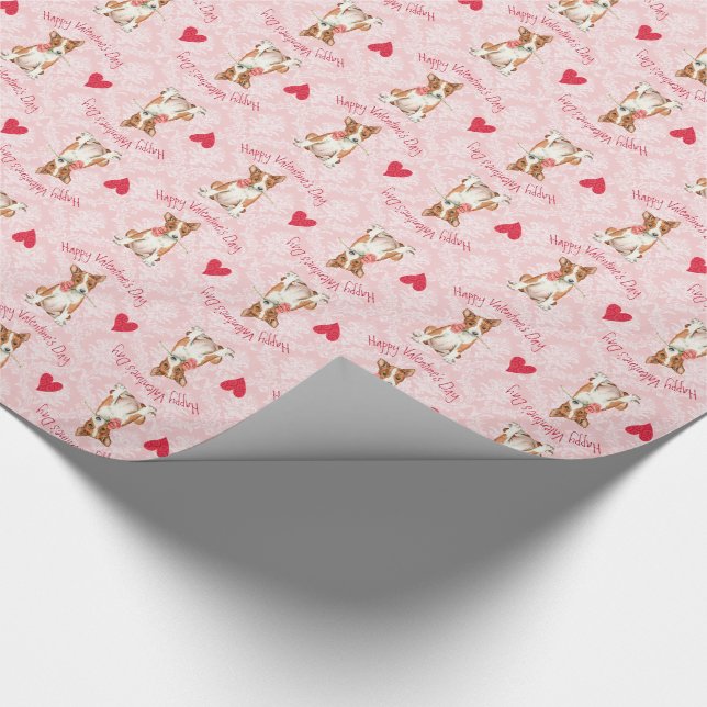 Valentine Rose Basenji Wrapping Paper (Corner)