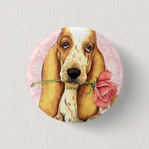 Valentine Rose Basset 3 Cm Round Badge