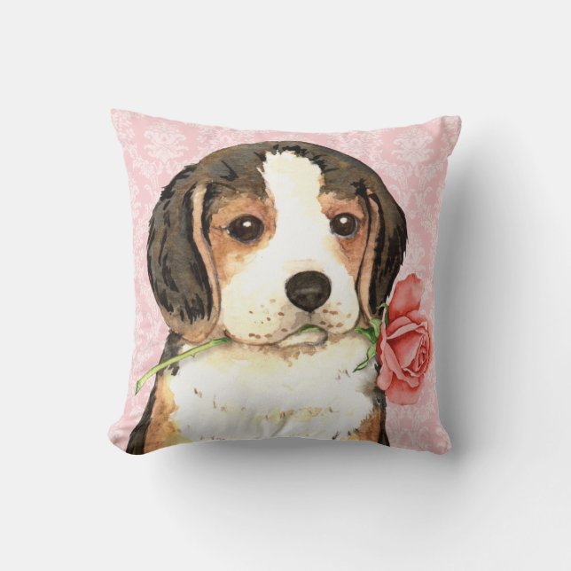 Valentine Rose Beagle Cushion (Front)
