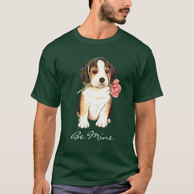 Valentine Rose Beagle T-Shirt (Front)