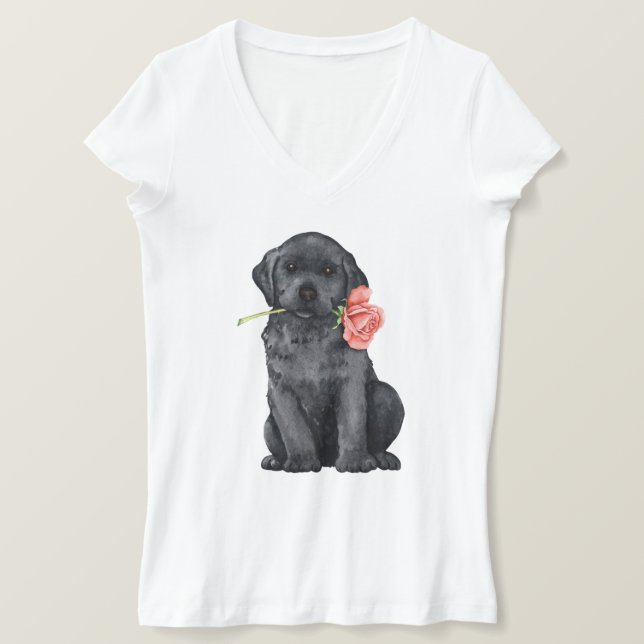 Valentine Rose Black Lab T-Shirt (Design Front)