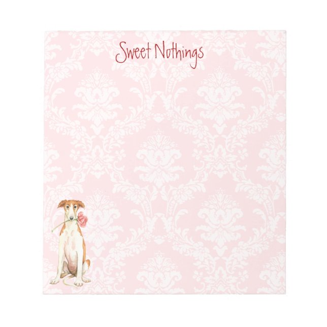 Valentine Rose Borzoi Notepad (Front)