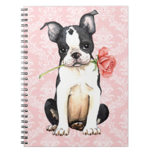 Valentine Rose Boston Terrier Spiral Notebook