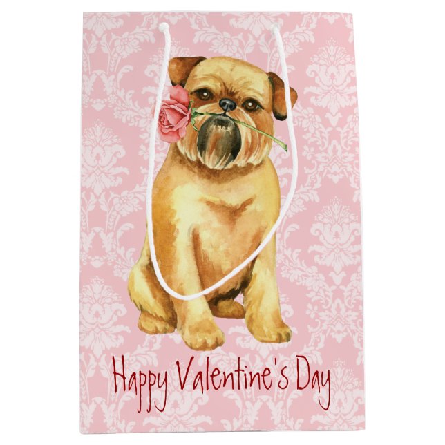 Valentine Rose Brussels Griffon Medium Gift Bag (Front)