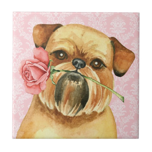 Valentine Rose Brussels Griffon Tile (Front)
