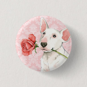 Valentine Rose Bull Terrier 3 Cm Round Badge