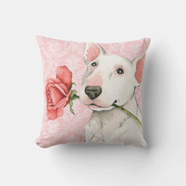 Valentine Rose Bull Terrier Cushion (Front)