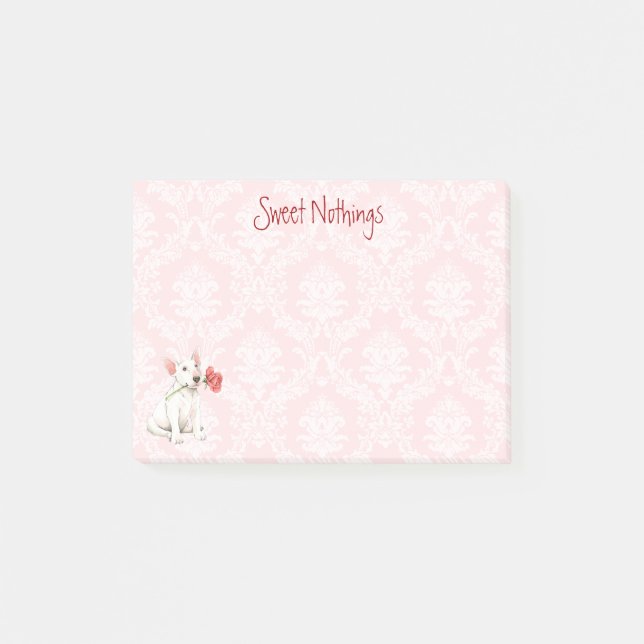 Valentine Rose Bull Terrier Post-it Notes (Front)