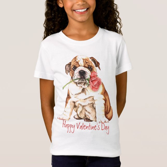 Valentine Rose Bulldog T-Shirt (Front)