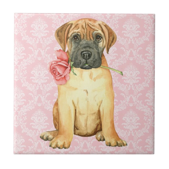 Valentine Rose Bullmastiff Tile (Front)