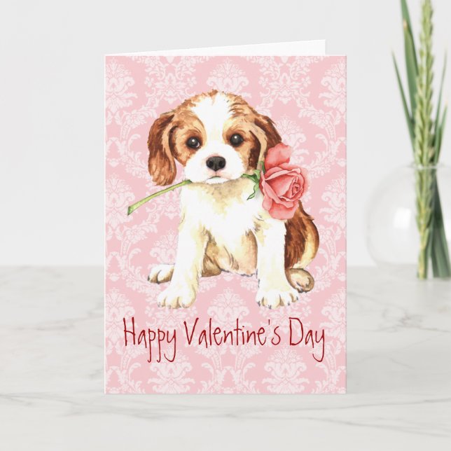 Valentine Rose Cavalier Holiday Card (Front)