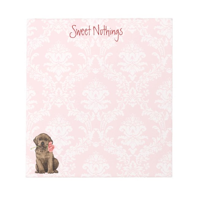 Valentine Rose Chocolate Lab Notepad (Front)