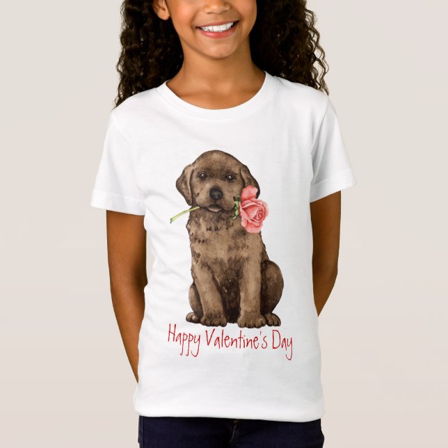 Valentine Rose Chocolate Lab T-Shirt (Front)