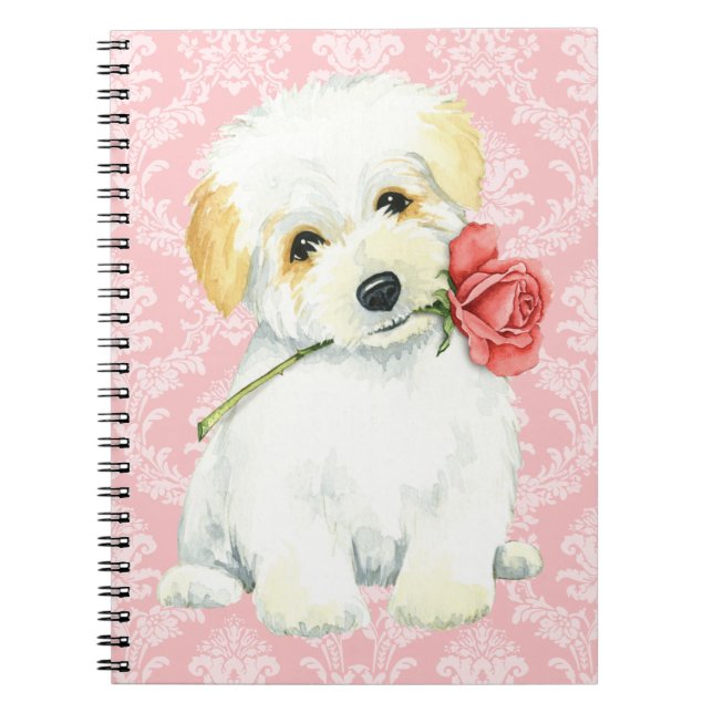 Valentine Rose Coton de Tulear Spiral Notebook (Front)