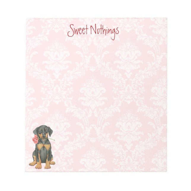 Valentine Rose Doberman Notepad (Front)