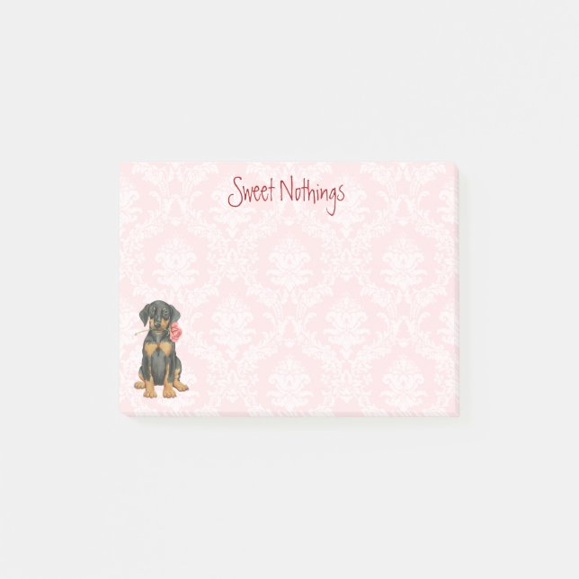 Valentine Rose Doberman Post-it Notes (Front)