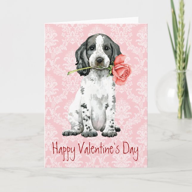 Valentine Rose English Cocker Spaniel Holiday Card (Front)