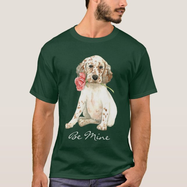 Valentine Rose English Setter T-Shirt (Front)