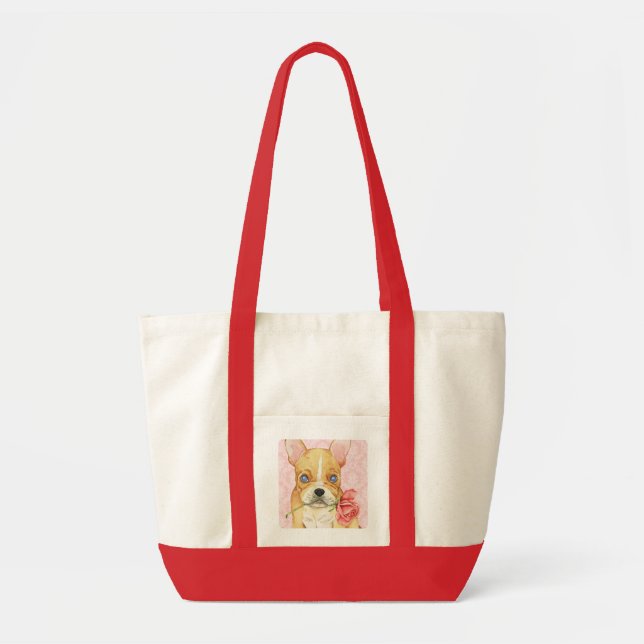 Valentine Rose Frenchie Tote Bag (Front)