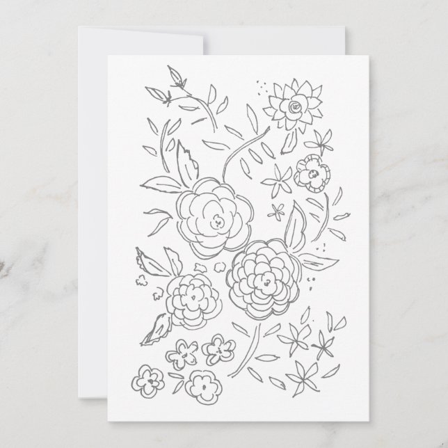 Valentine Rose Garden Adult Colouring Card (Front)
