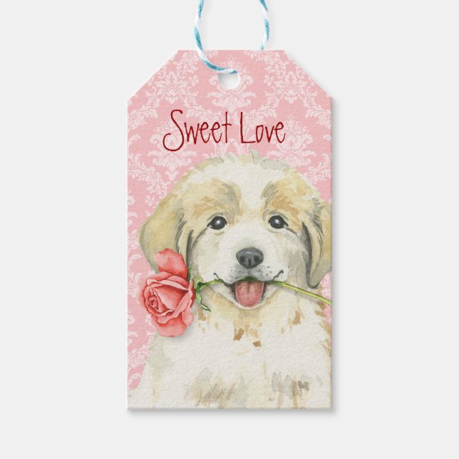 Valentine Rose Great Pyrenees Gift Tags (Front)