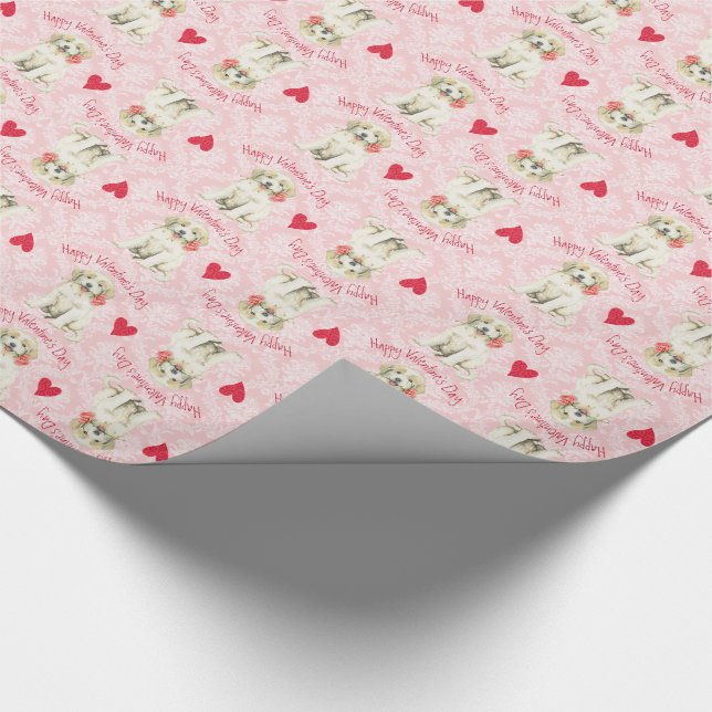 Valentine Rose Great Pyrenees Wrapping Paper (Corner)