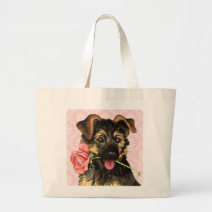 Valentine Rose GSD Large Tote Bag