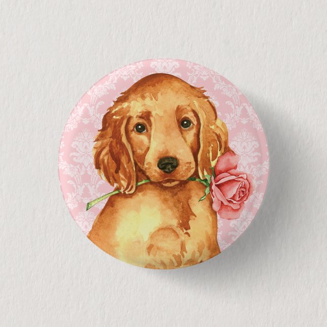 Valentine Rose Irish Setter 3 Cm Round Badge (Front)