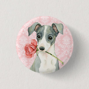 Valentine Rose Italian Greyhound 3 Cm Round Badge
