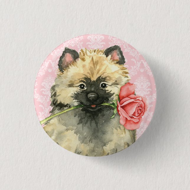 Valentine Rose Keeshond 3 Cm Round Badge (Front)