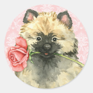 Valentine Rose Keeshond Classic Round Sticker