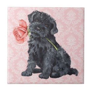 Valentine Rose Kerry Blue Terrier Tile