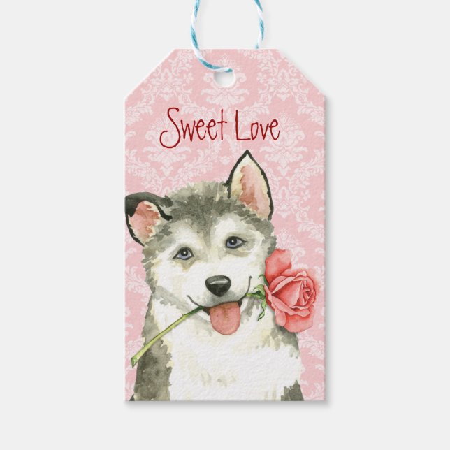 Valentine Rose Malemute Gift Tags (Front)