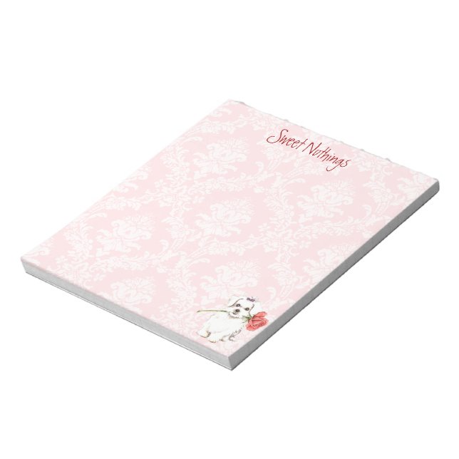 Valentine Rose Maltese Notepad (Rotated)