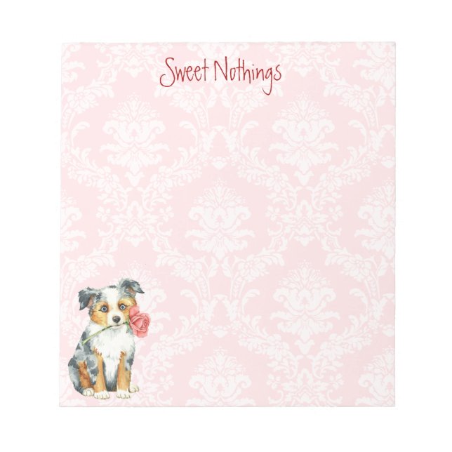 Valentine Rose Mini American Shepherd Notepad (Front)