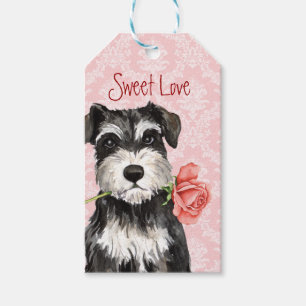 Valentine Rose Mini Schnauzer Gift Tags