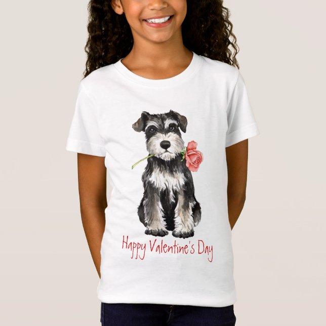 Valentine Rose Mini Schnauzer T-Shirt (Front)