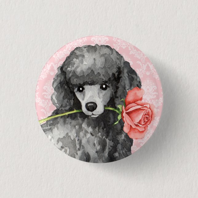 Valentine Rose Miniature Poodle 3 Cm Round Badge (Front)