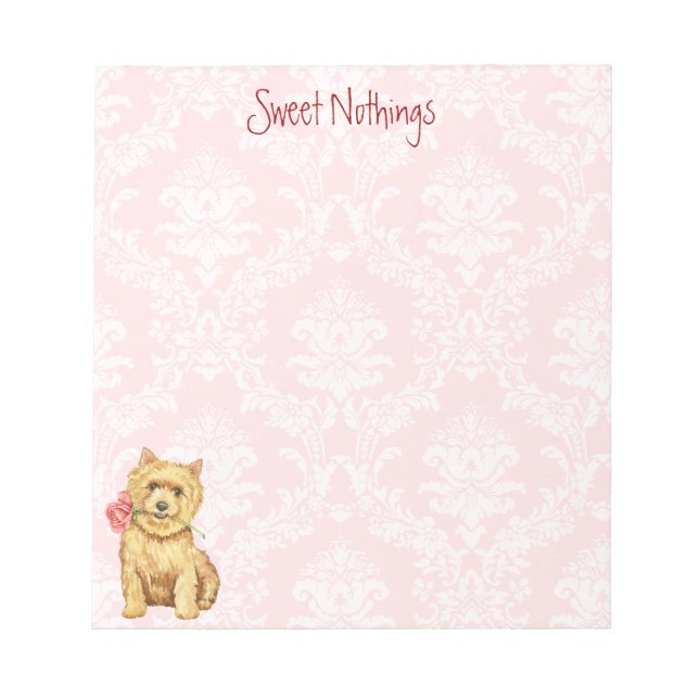 Valentine Rose Norwich Terrier Notepad (Front)