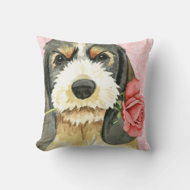 Valentine Rose Petit Basset Griffon vendeen Cushion (Front)