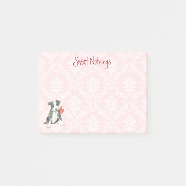 Valentine Rose Pit Bull Post-it Notes (Front)